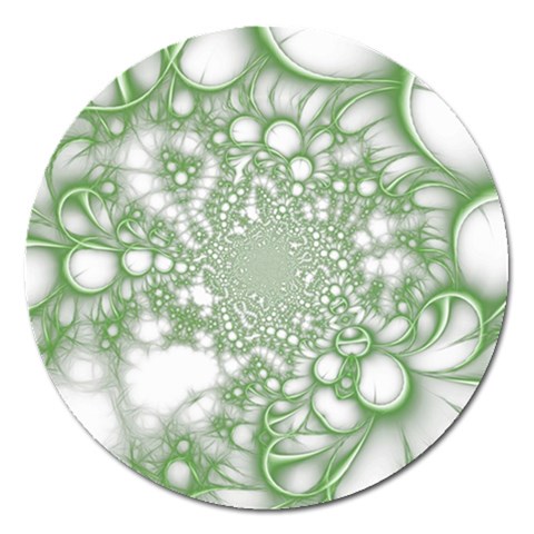 Green Abstract Fractal Background Texture Magnet 5  (Round) from ArtsNow.com Front