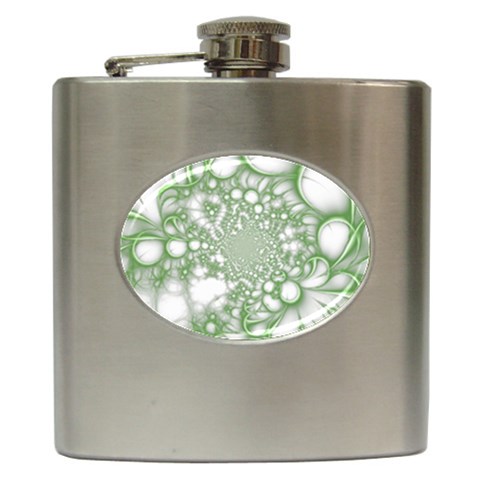 Green Abstract Fractal Background Texture Hip Flask (6 oz) from ArtsNow.com Front