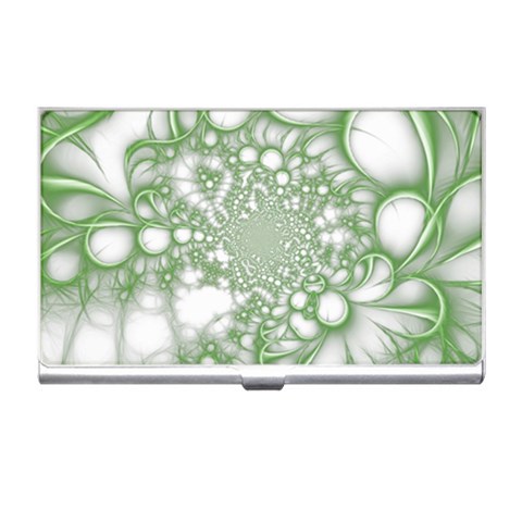 Green Abstract Fractal Background Texture Business Card Holder from ArtsNow.com Front