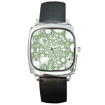 Green Abstract Fractal Background Texture Square Metal Watch