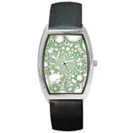 Green Abstract Fractal Background Texture Barrel Style Metal Watch