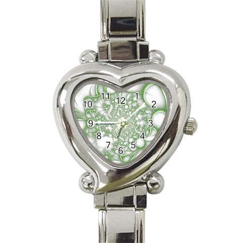Green Abstract Fractal Background Texture Heart Italian Charm Watch from ArtsNow.com Front
