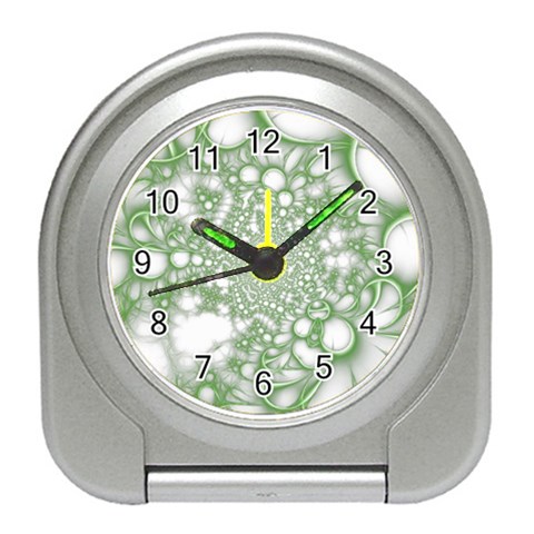 Green Abstract Fractal Background Texture Travel Alarm Clock from ArtsNow.com Front