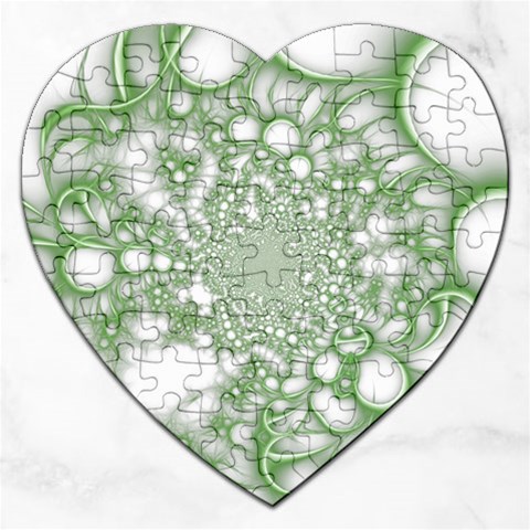 Green Abstract Fractal Background Texture Jigsaw Puzzle (Heart) from ArtsNow.com Front