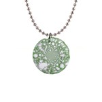 Green Abstract Fractal Background Texture 1  Button Necklace