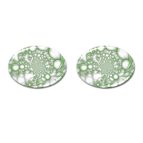 Green Abstract Fractal Background Texture Cufflinks (Oval) from ArtsNow.com Front(Pair)