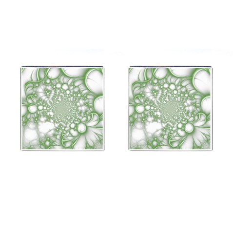 Green Abstract Fractal Background Texture Cufflinks (Square) from ArtsNow.com Front(Pair)