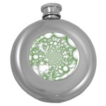 Green Abstract Fractal Background Texture Round Hip Flask (5 oz)