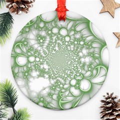 Green Abstract Fractal Background Texture Round Ornament (Two Sides) from ArtsNow.com Back