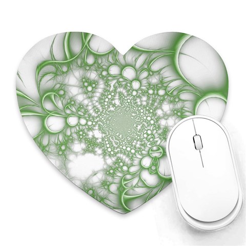 Green Abstract Fractal Background Texture Heart Mousepad from ArtsNow.com Front