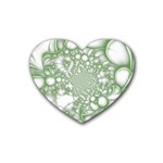 Green Abstract Fractal Background Texture Rubber Coaster (Heart)