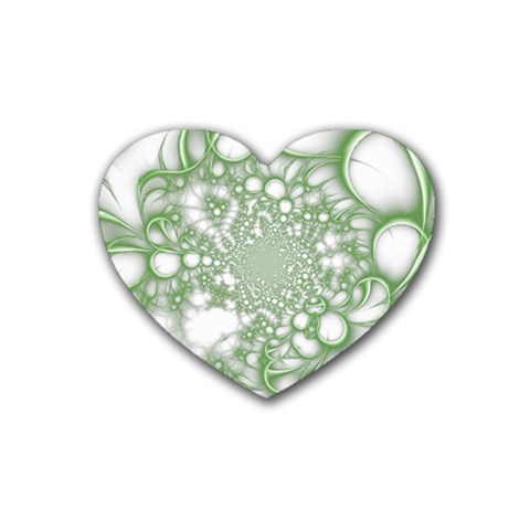 Green Abstract Fractal Background Texture Rubber Heart Coaster (4 pack) from ArtsNow.com Front