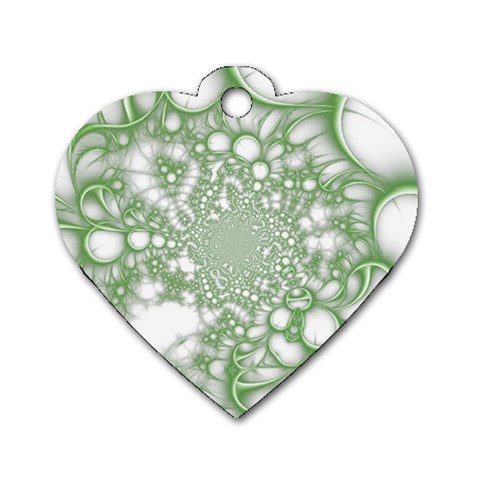 Green Abstract Fractal Background Texture Dog Tag Heart (One Side) from ArtsNow.com Front