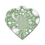 Green Abstract Fractal Background Texture Dog Tag Heart (Two Sides)