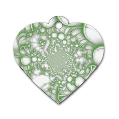 Green Abstract Fractal Background Texture Dog Tag Heart (Two Sides) from ArtsNow.com Back