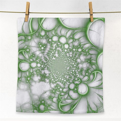 Green Abstract Fractal Background Texture Face Towel from ArtsNow.com Front