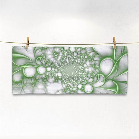 Green Abstract Fractal Background Texture Hand Towel from ArtsNow.com Front