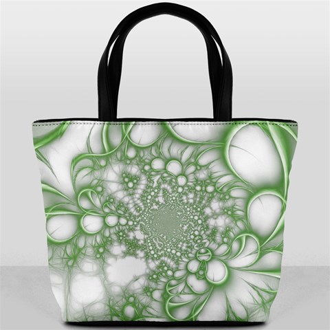 Green Abstract Fractal Background Texture Bucket Bag from ArtsNow.com Front