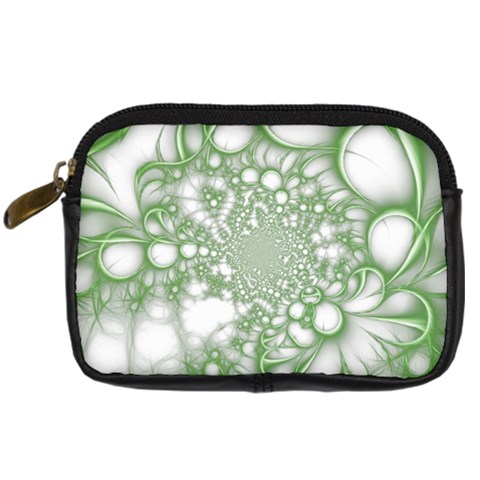 Green Abstract Fractal Background Texture Digital Camera Leather Case from ArtsNow.com Front