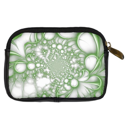Green Abstract Fractal Background Texture Digital Camera Leather Case from ArtsNow.com Back