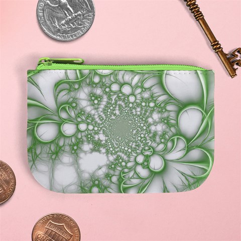 Green Abstract Fractal Background Texture Mini Coin Purse from ArtsNow.com Front