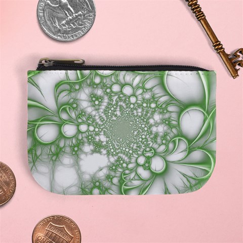 Green Abstract Fractal Background Texture Mini Coin Purse from ArtsNow.com Front
