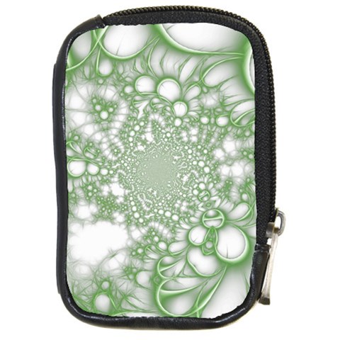 Green Abstract Fractal Background Texture Compact Camera Leather Case from ArtsNow.com Front