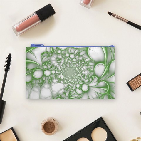 Green Abstract Fractal Background Texture Cosmetic Bag (Small) from ArtsNow.com Front