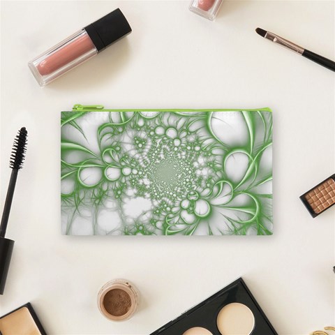 Green Abstract Fractal Background Texture Cosmetic Bag (Small) from ArtsNow.com Front