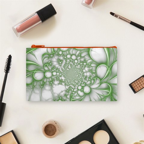 Green Abstract Fractal Background Texture Cosmetic Bag (Small) from ArtsNow.com Front