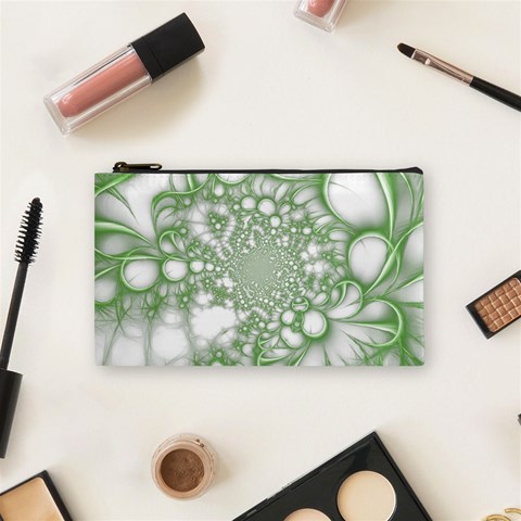 Green Abstract Fractal Background Texture Cosmetic Bag (Small) from ArtsNow.com Front