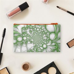 Green Abstract Fractal Background Texture Cosmetic Bag (Small) from ArtsNow.com Back