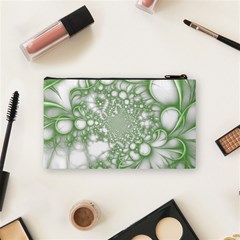 Green Abstract Fractal Background Texture Cosmetic Bag (Small) from ArtsNow.com Back