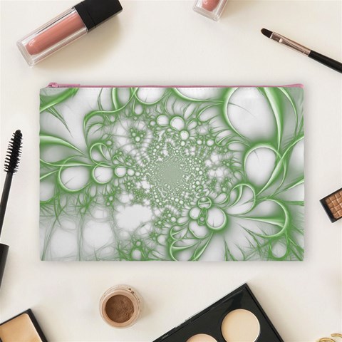 Green Abstract Fractal Background Texture Cosmetic Bag (Large) from ArtsNow.com Front