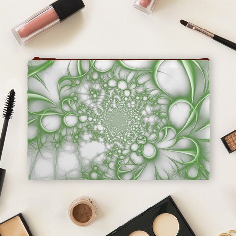 Green Abstract Fractal Background Texture Cosmetic Bag (Large) from ArtsNow.com Front