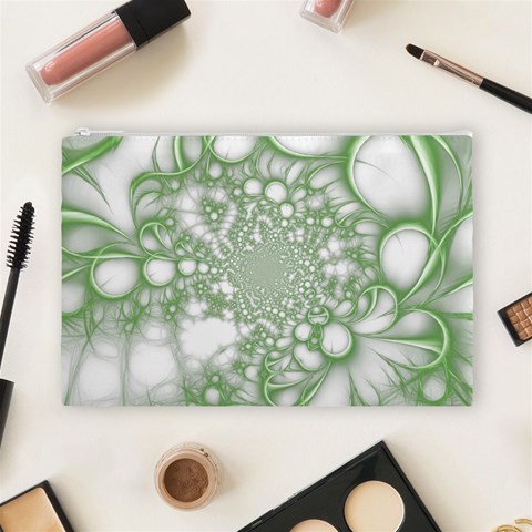 Green Abstract Fractal Background Texture Cosmetic Bag (Large) from ArtsNow.com Front
