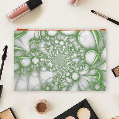 Green Abstract Fractal Background Texture Cosmetic Bag (Large) from ArtsNow.com Front