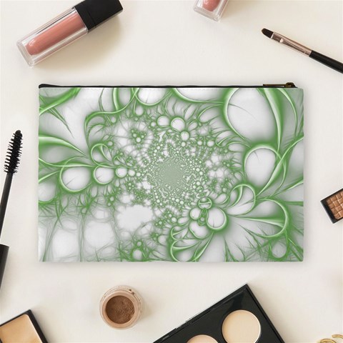 Green Abstract Fractal Background Texture Cosmetic Bag (Large) from ArtsNow.com Back