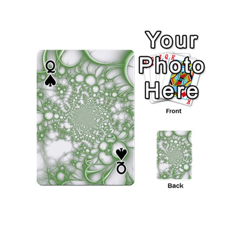 Queen Green Abstract Fractal Background Texture Playing Cards 54 Designs (Mini) from ArtsNow.com Front - SpadeQ