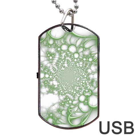 Green Abstract Fractal Background Texture Dog Tag USB Flash (Two Sides) from ArtsNow.com Front
