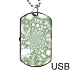 Green Abstract Fractal Background Texture Dog Tag USB Flash (Two Sides) from ArtsNow.com Back