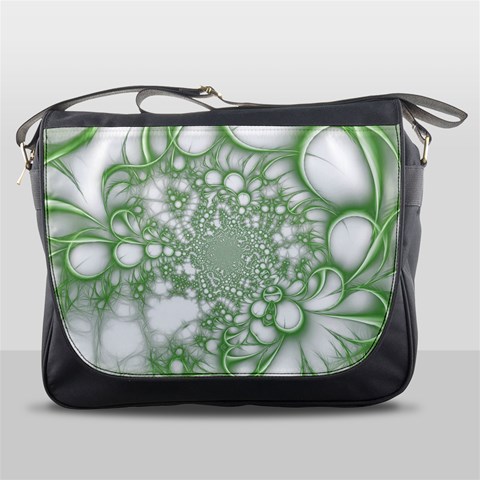 Green Abstract Fractal Background Texture Messenger Bag from ArtsNow.com Front