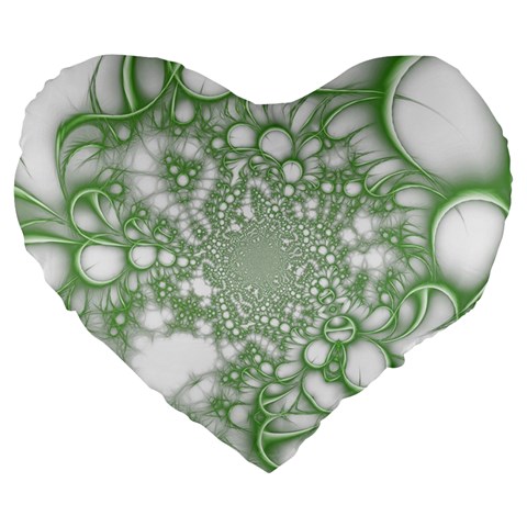 Green Abstract Fractal Background Texture Large 19  Premium Heart Shape Cushions from ArtsNow.com Front