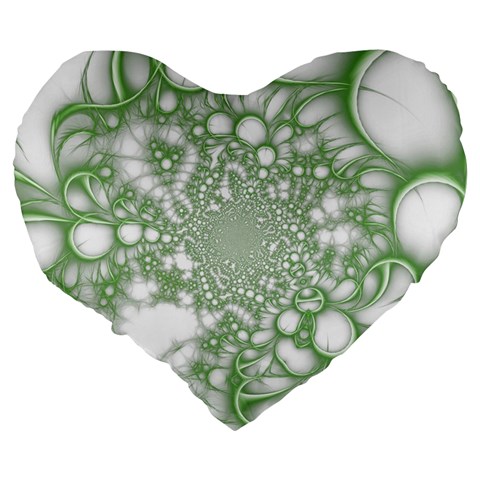 Green Abstract Fractal Background Texture Large 19  Premium Heart Shape Cushions from ArtsNow.com Back