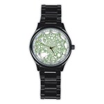 Green Abstract Fractal Background Texture Stainless Steel Round Watch