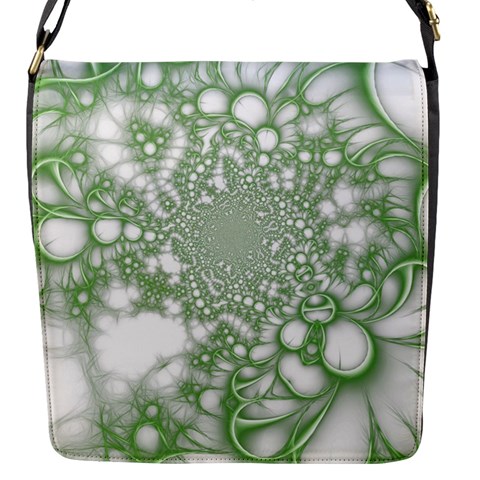 Green Abstract Fractal Background Texture Flap Closure Messenger Bag (S) from ArtsNow.com Front