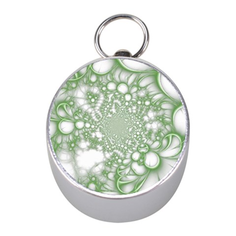 Green Abstract Fractal Background Texture Mini Silver Compasses from ArtsNow.com Front