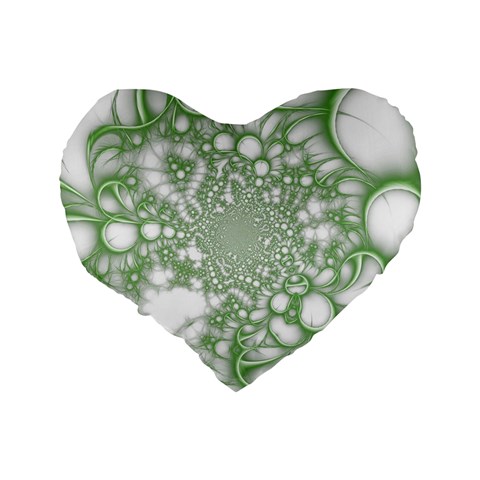 Green Abstract Fractal Background Texture Standard 16  Premium Flano Heart Shape Cushions from ArtsNow.com Back