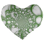 Green Abstract Fractal Background Texture Large 19  Premium Flano Heart Shape Cushions