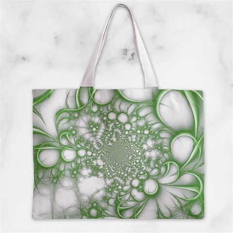 Green Abstract Fractal Background Texture Zipper Mini Tote Bag from ArtsNow.com Front